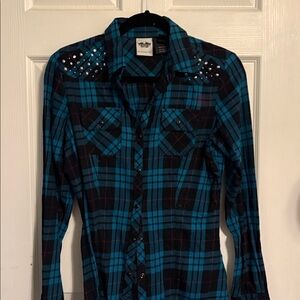 Harley-Davidson woman’s Black and Blue Plaid Shirt